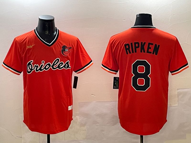 Men Baltimore Orioles 8 Ripken Orange Throwback Game 2025 Nike MLB Jersey style 1